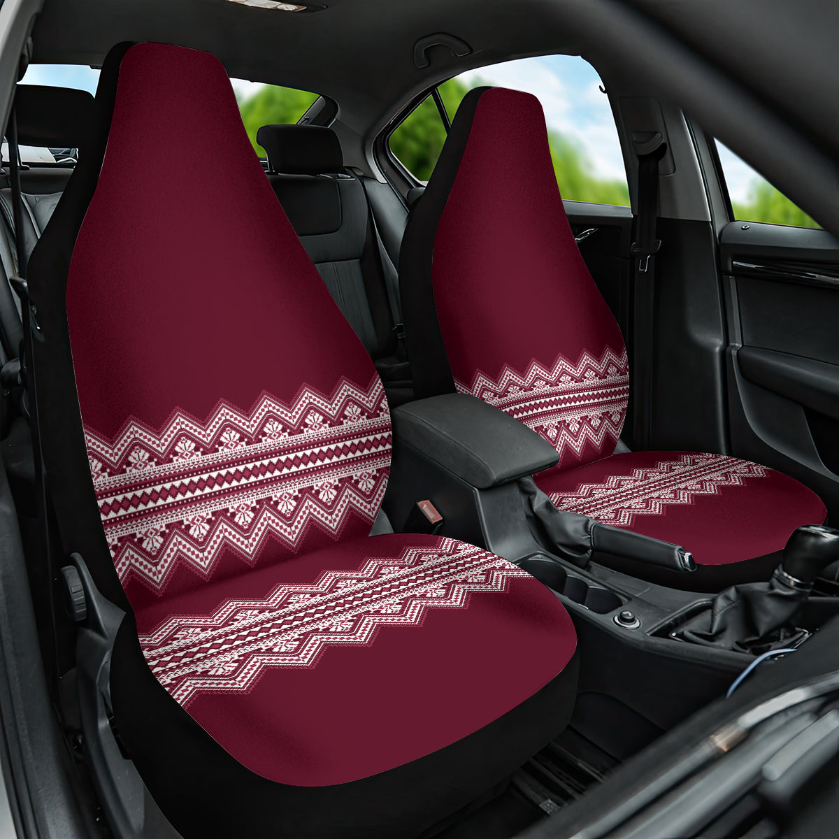 Ukraine Folk Pattern Car Seat Cover Ukrainian Wine Red Version - Wonder Print Shop