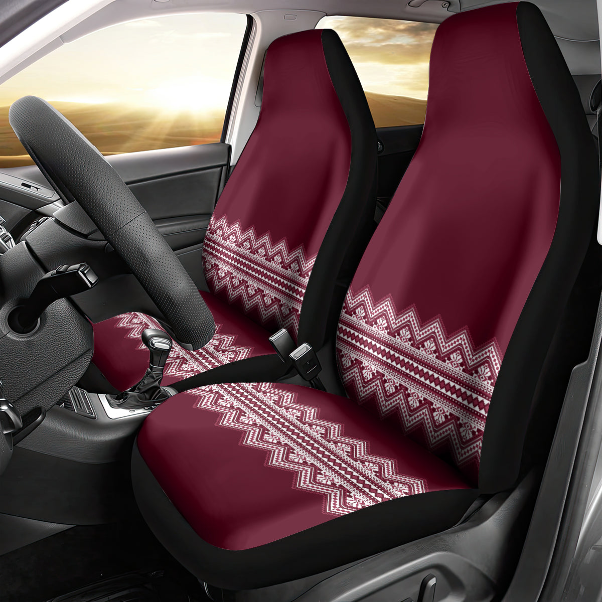 Ukraine Folk Pattern Car Seat Cover Ukrainian Wine Red Version - Wonder Print Shop