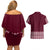 Ukraine Folk Pattern Couples Matching Off Shoulder Short Dress and Hawaiian Shirt Ukrainian Wine Red Version - Wonder Print Shop