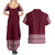 Ukraine Folk Pattern Couples Matching Summer Maxi Dress and Hawaiian Shirt Ukrainian Wine Red Version - Wonder Print Shop