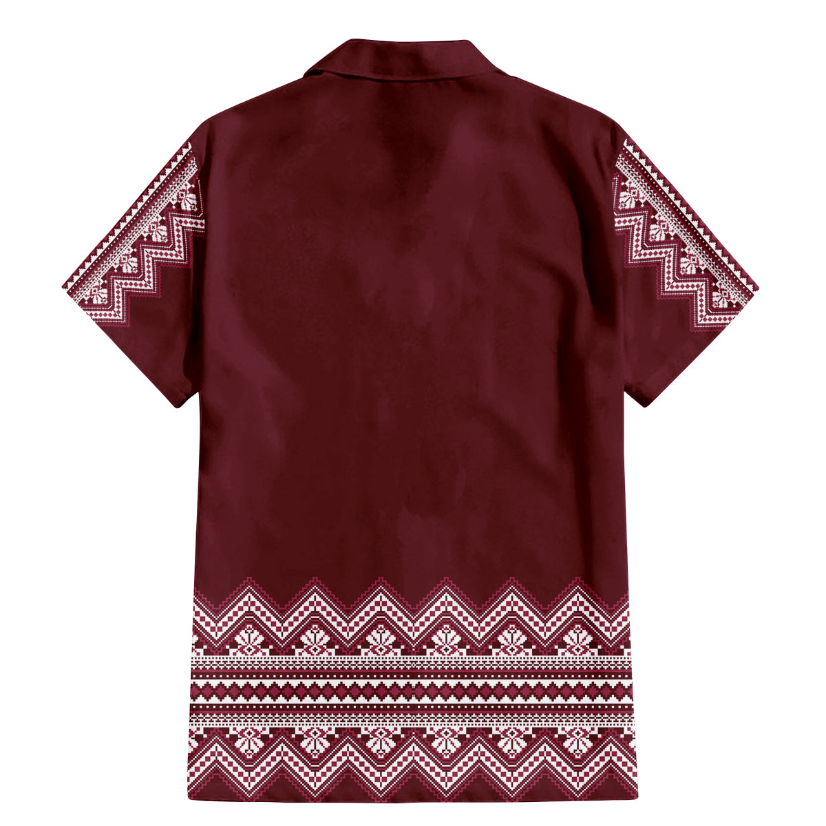 Ukraine Folk Pattern Family Matching Mermaid Dress and Hawaiian Shirt Ukrainian Wine Red Version - Wonder Print Shop