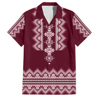 Ukraine Folk Pattern Family Matching Short Sleeve Bodycon Dress and Hawaiian Shirt Ukrainian Wine Red Version - Wonder Print Shop