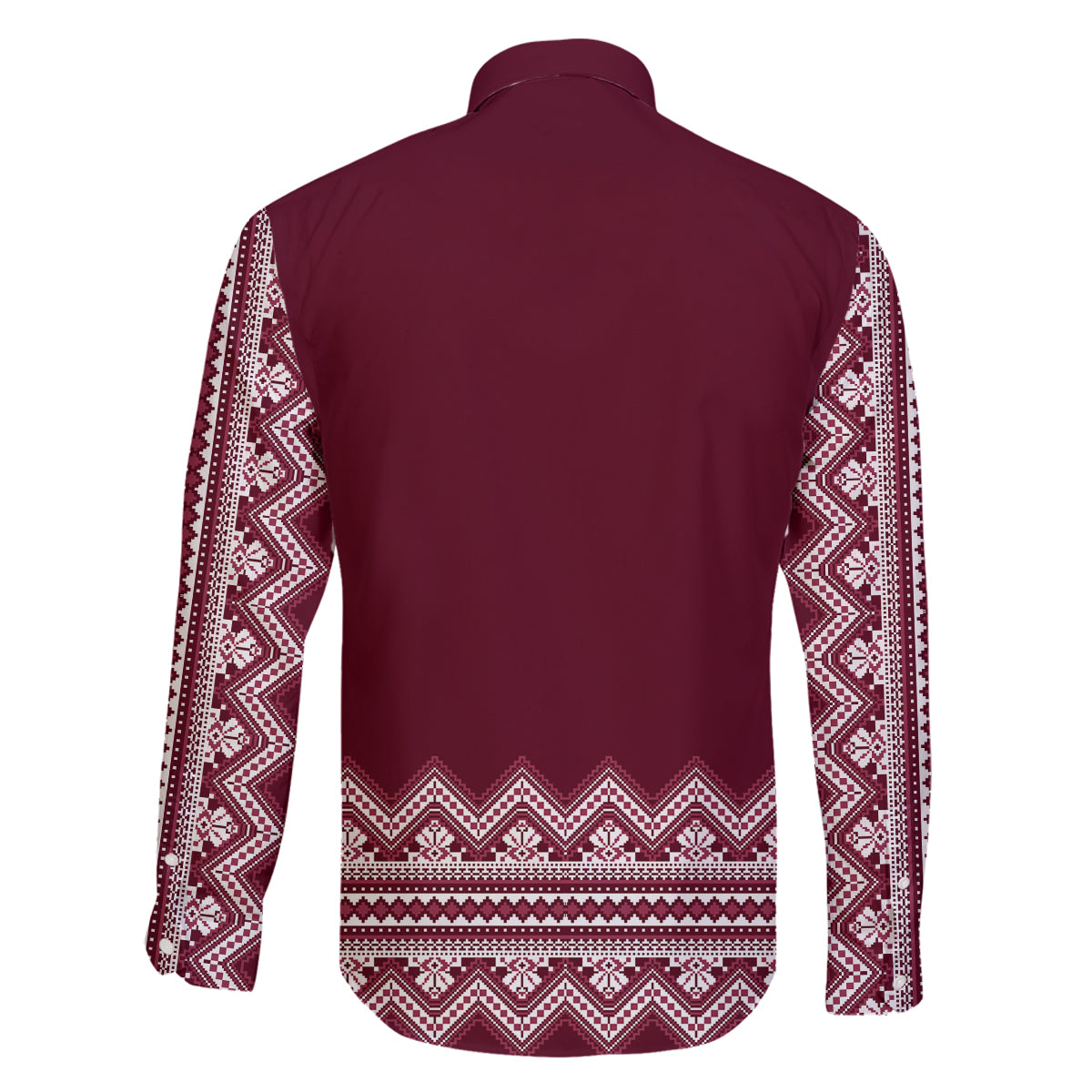 Ukraine Folk Pattern Family Matching Tank Maxi Dress and Hawaiian Shirt Ukrainian Wine Red Version - Wonder Print Shop