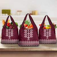 Ukraine Folk Pattern Grocery Bag Ukrainian Wine Red Version