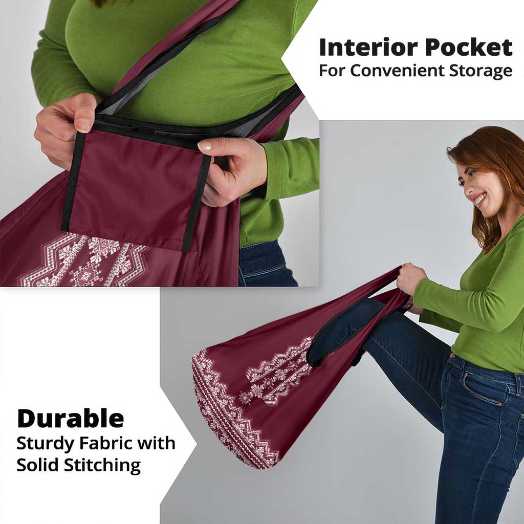 Ukraine Folk Pattern Grocery Bag Ukrainian Wine Red Version