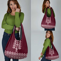 Ukraine Folk Pattern Grocery Bag Ukrainian Wine Red Version
