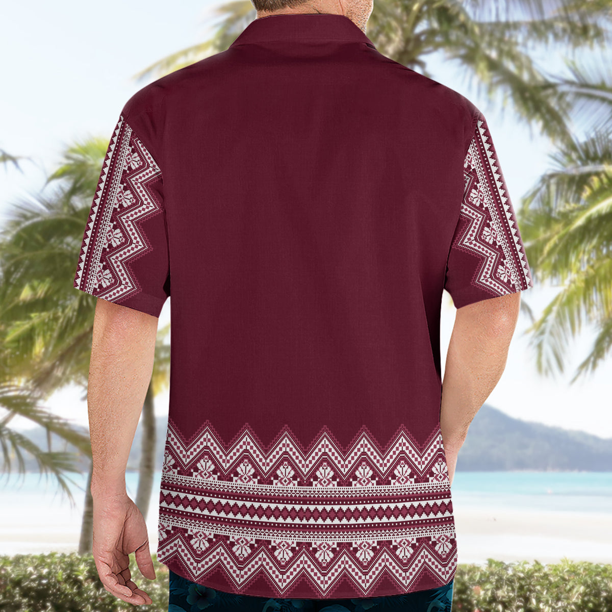Ukraine Folk Pattern Hawaiian Shirt Ukrainian Wine Red Version - Wonder Print Shop