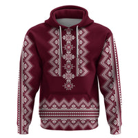 Ukraine Folk Pattern Hoodie Ukrainian Wine Red Version - Wonder Print Shop