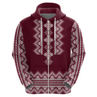 Ukraine Folk Pattern Hoodie Ukrainian Wine Red Version - Wonder Print Shop
