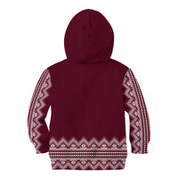 Ukraine Folk Pattern Kid Hoodie Ukrainian Wine Red Version - Wonder Print Shop