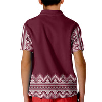 Ukraine Folk Pattern Kid Polo Shirt Ukrainian Wine Red Version - Wonder Print Shop