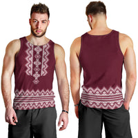 Ukraine Folk Pattern Men Tank Top Ukrainian Wine Red Version - Wonder Print Shop