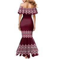 Ukraine Folk Pattern Mermaid Dress Ukrainian Wine Red Version - Wonder Print Shop