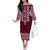 Ukraine Folk Pattern Off The Shoulder Long Sleeve Dress Ukrainian Wine Red Version - Wonder Print Shop