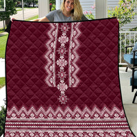 Ukraine Folk Pattern Quilt Ukrainian Wine Red Version - Wonder Print Shop