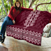 Ukraine Folk Pattern Quilt Ukrainian Wine Red Version - Wonder Print Shop