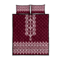 Ukraine Folk Pattern Quilt Bed Set Ukrainian Wine Red Version - Wonder Print Shop