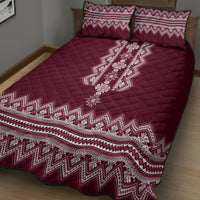 Ukraine Folk Pattern Quilt Bed Set Ukrainian Wine Red Version - Wonder Print Shop