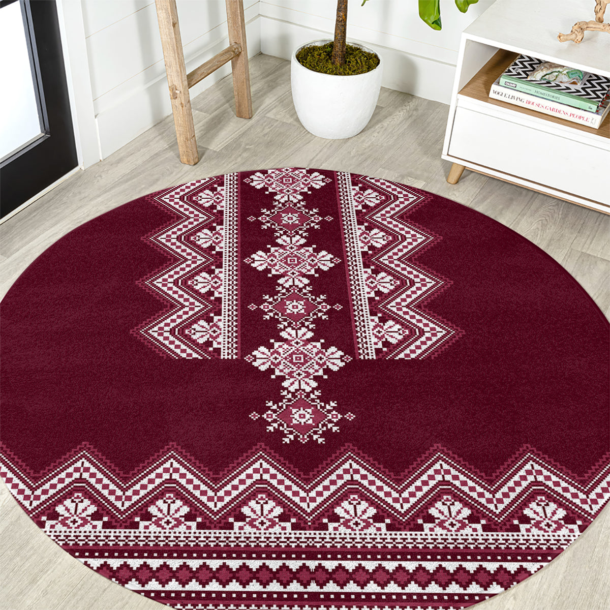 ukraine-folk-pattern-round-carpet-ukrainian-wine-red-version