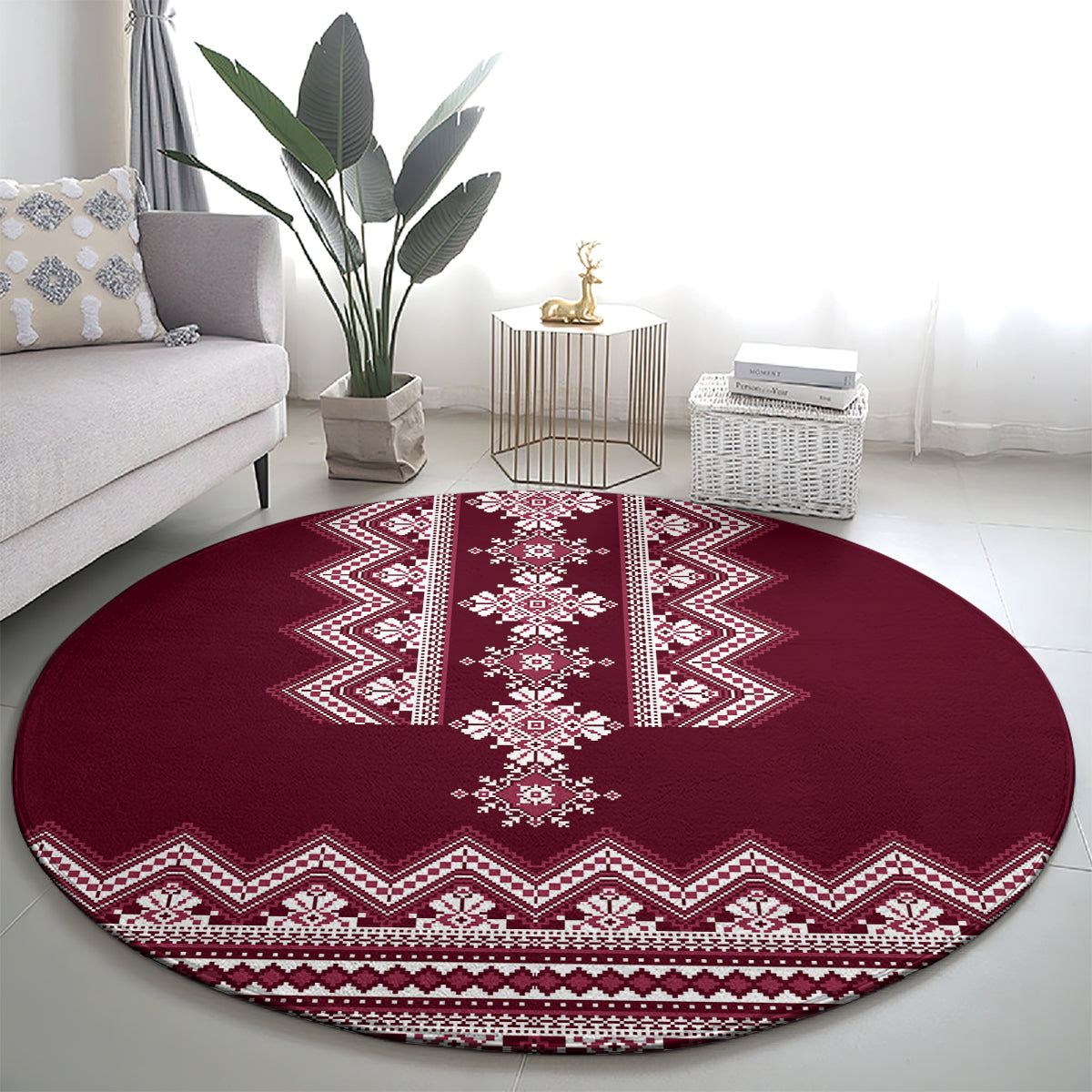 ukraine-folk-pattern-round-carpet-ukrainian-wine-red-version