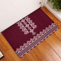 Ukraine Folk Pattern Rubber Doormat Ukrainian Wine Red Version - Wonder Print Shop