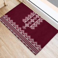 Ukraine Folk Pattern Rubber Doormat Ukrainian Wine Red Version - Wonder Print Shop