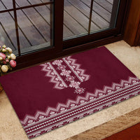Ukraine Folk Pattern Rubber Doormat Ukrainian Wine Red Version - Wonder Print Shop