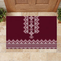 Ukraine Folk Pattern Rubber Doormat Ukrainian Wine Red Version - Wonder Print Shop
