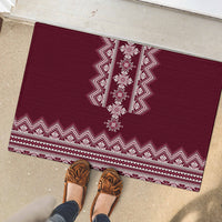 Ukraine Folk Pattern Rubber Doormat Ukrainian Wine Red Version - Wonder Print Shop