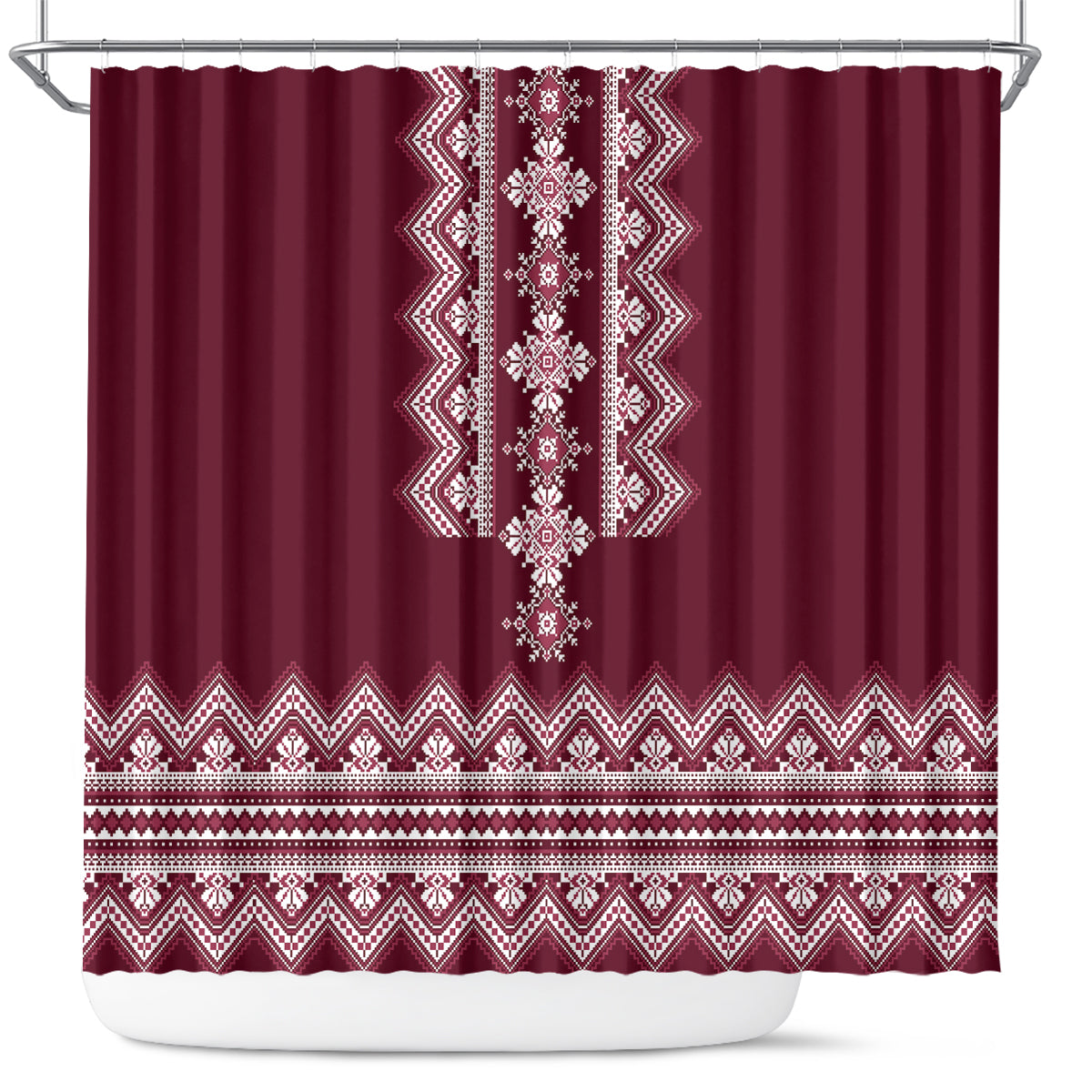 ukraine-folk-pattern-shower-curtain-ukrainian-wine-red-version