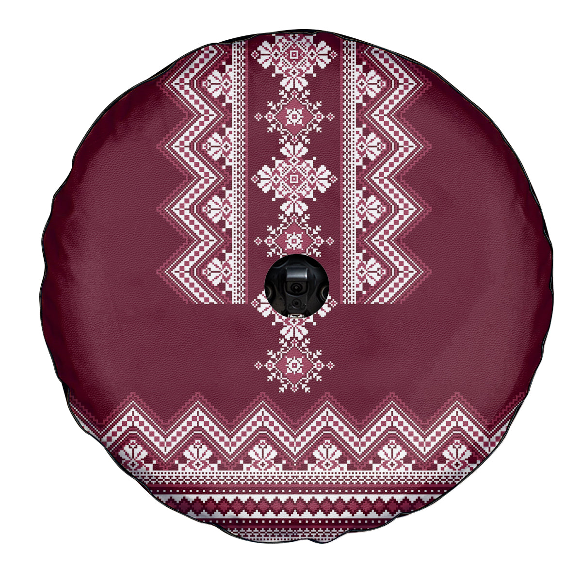 Ukraine Folk Pattern Spare Tire Cover Ukrainian Wine Red Version - Wonder Print Shop