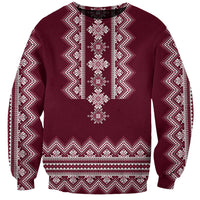 Ukraine Folk Pattern Sweatshirt Ukrainian Wine Red Version - Wonder Print Shop
