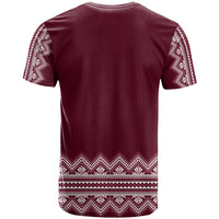 Ukraine Folk Pattern T Shirt Ukrainian Wine Red Version - Wonder Print Shop