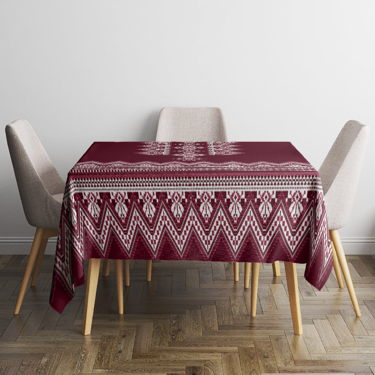 Ukraine Folk Pattern Tablecloth Ukrainian Wine Red Version - Wonder Print Shop