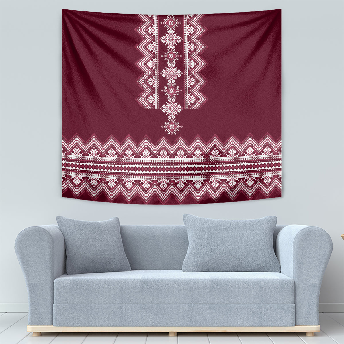 Ukraine Folk Pattern Tapestry Ukrainian Wine Red Version - Wonder Print Shop