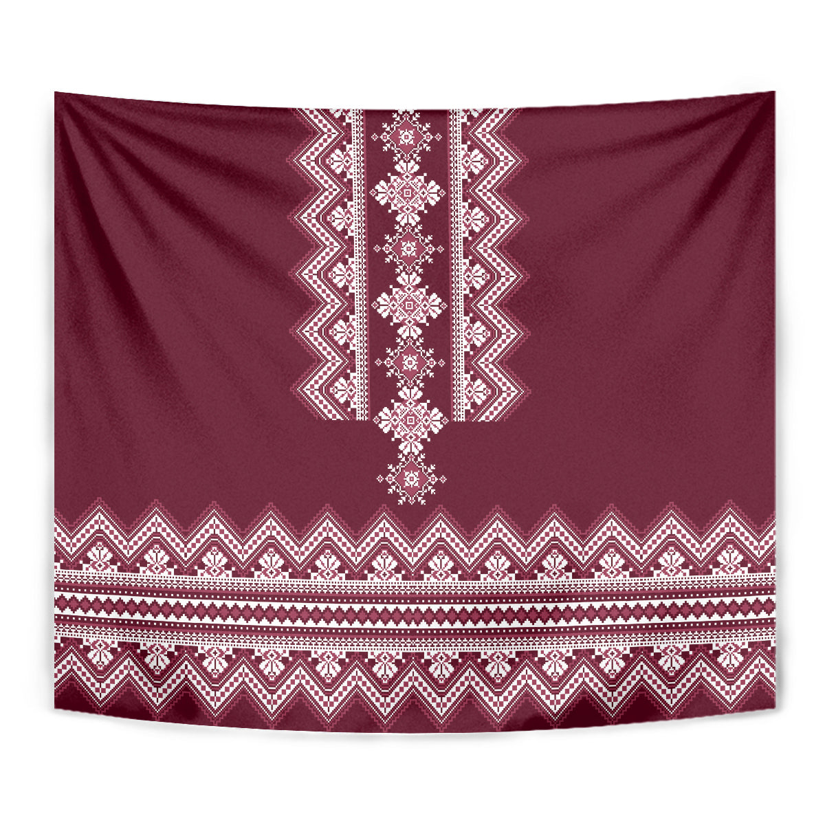 Ukraine Folk Pattern Tapestry Ukrainian Wine Red Version - Wonder Print Shop