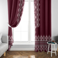 Ukraine Folk Pattern Window Curtain Ukrainian Wine Red Version - Wonder Print Shop