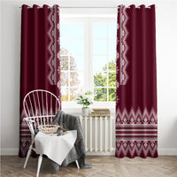 Ukraine Folk Pattern Window Curtain Ukrainian Wine Red Version - Wonder Print Shop