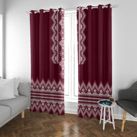 Ukraine Folk Pattern Window Curtain Ukrainian Wine Red Version - Wonder Print Shop