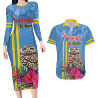 Aruba ta Bonita Couples Matching Long Sleeve Bodycon Dress and Hawaiian Shirt Aruba Shoco Tropical Vibe - Wonder Print Shop