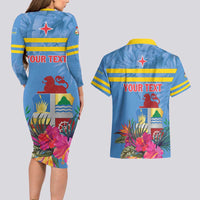 Aruba ta Bonita Couples Matching Long Sleeve Bodycon Dress and Hawaiian Shirt Aruba Shoco Tropical Vibe - Wonder Print Shop