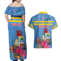 Aruba ta Bonita Couples Matching Off Shoulder Maxi Dress and Hawaiian Shirt Aruba Shoco Tropical Vibe - Wonder Print Shop