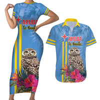 Aruba ta Bonita Couples Matching Short Sleeve Bodycon Dress and Hawaiian Shirt Aruba Shoco Tropical Vibe - Wonder Print Shop