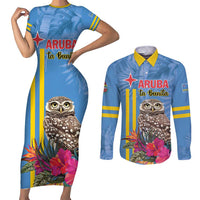 Aruba ta Bonita Couples Matching Short Sleeve Bodycon Dress and Long Sleeve Button Shirt Aruba Shoco Tropical Vibe - Wonder Print Shop