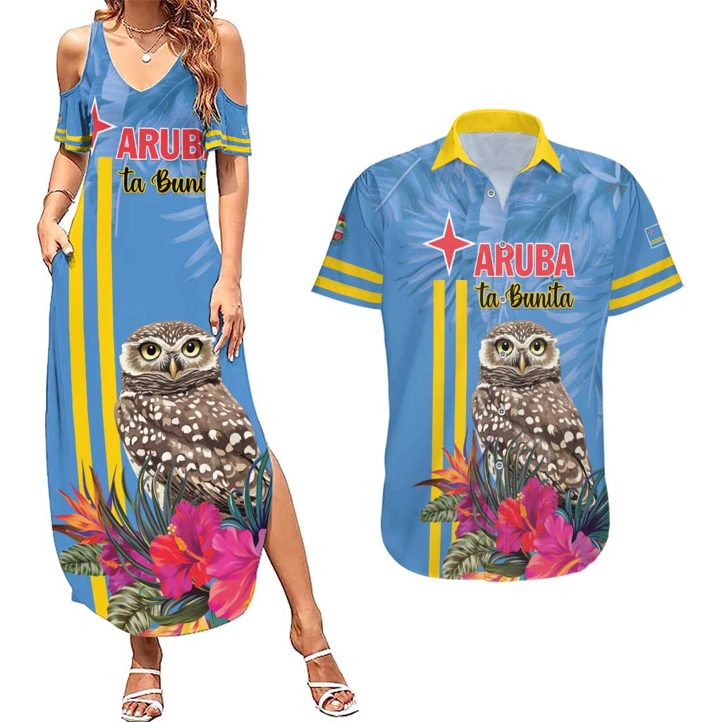 Aruba ta Bonita Couples Matching Summer Maxi Dress and Hawaiian Shirt Aruba Shoco Tropical Vibe - Wonder Print Shop