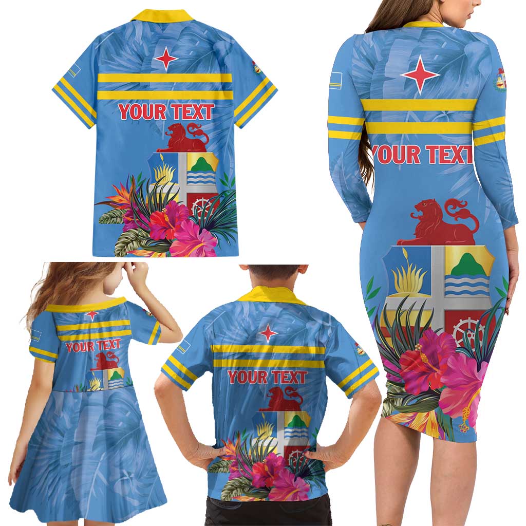Aruba ta Bonita Family Matching Long Sleeve Bodycon Dress and Hawaiian Shirt Aruba Shoco Tropical Vibe - Wonder Print Shop