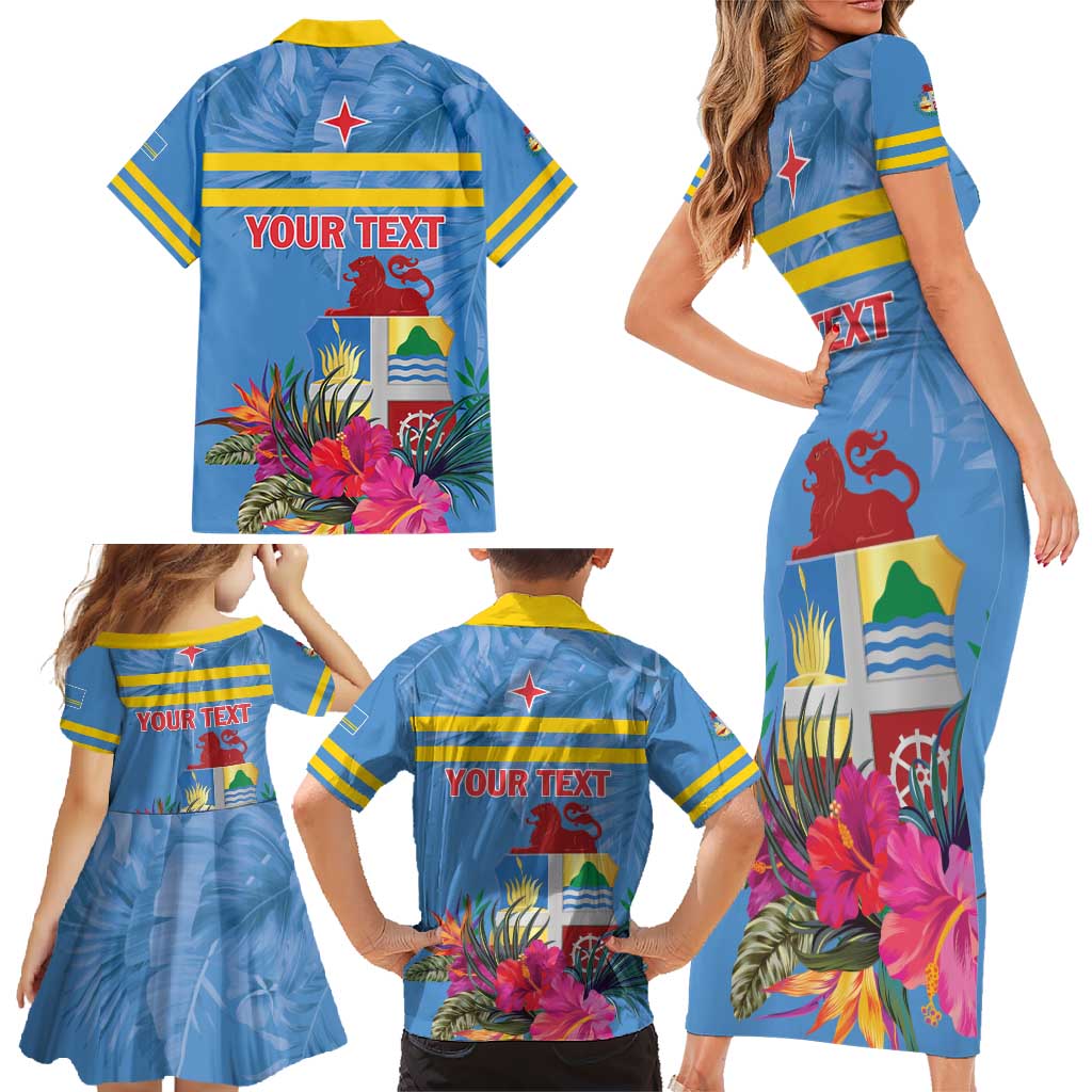 Aruba ta Bonita Family Matching Short Sleeve Bodycon Dress and Hawaiian Shirt Aruba Shoco Tropical Vibe - Wonder Print Shop