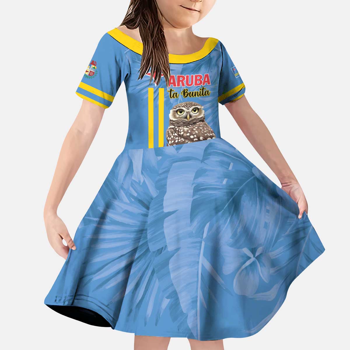 Aruba ta Bonita Kid Short Sleeve Dress Aruba Shoco Tropical Vibe - Wonder Print Shop