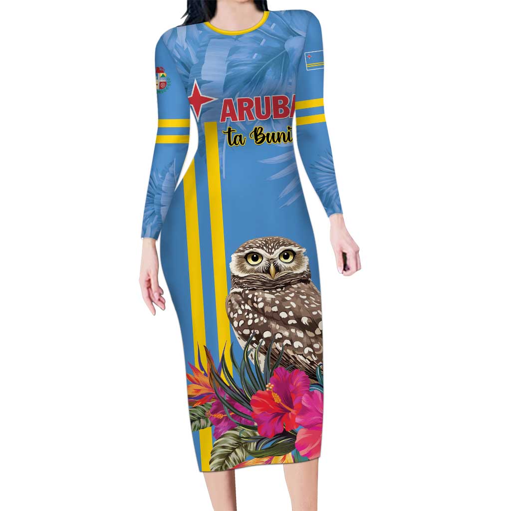 Aruba ta Bonita Long Sleeve Bodycon Dress Aruba Shoco Tropical Vibe - Wonder Print Shop