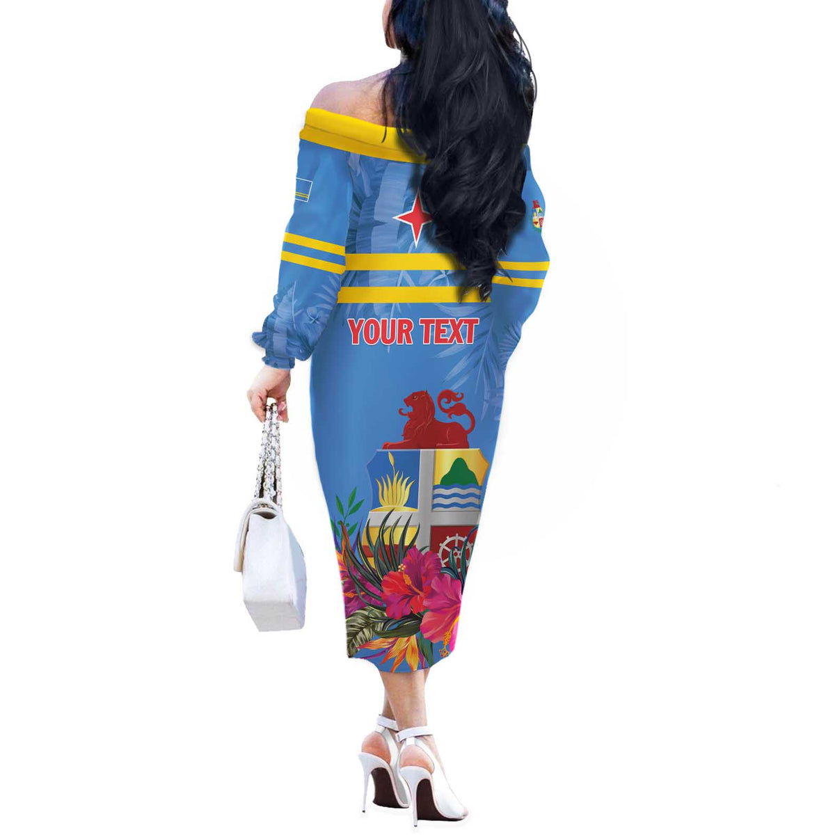 Aruba ta Bonita Off The Shoulder Long Sleeve Dress Aruba Shoco Tropical Vibe - Wonder Print Shop